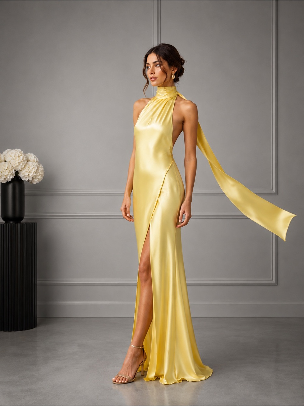SAU LEE PENELOPE BACKLESS SATIN GOWN SIZE 14 B2706